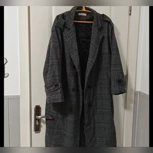 Gray Plaid Long Coat